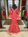 T 42. Vestido de Flamenca Outlet. Mod. Loli Rojo Lunar Blanco. Talla 42 181.820€ #50760LOLIRJLNBCO42